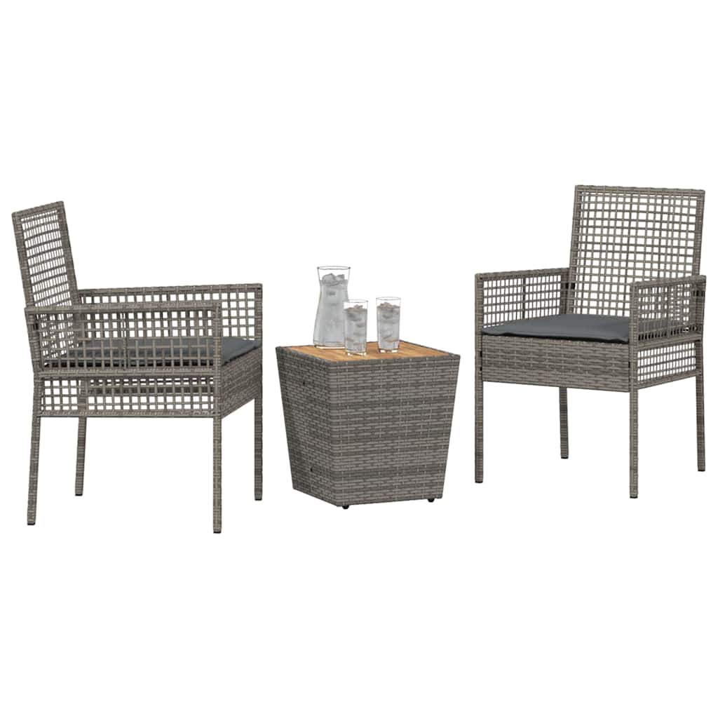 Garten Bistro Set 3 pcs Grau Poly Rattan