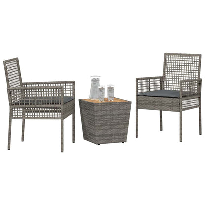 Garten Bistro Set 3 pcs Grau Poly Rattan