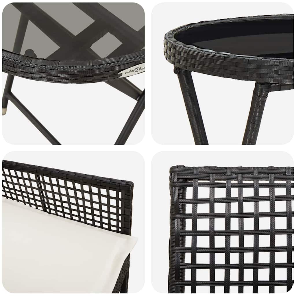 Garten Bistro Set 3 pcs Schwarz Poly Rattan