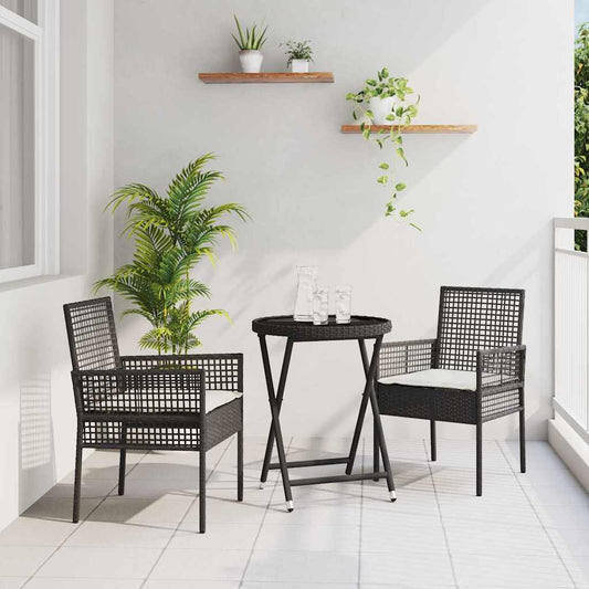 Garten Bistro Set 3 pcs Schwarz Poly Rattan