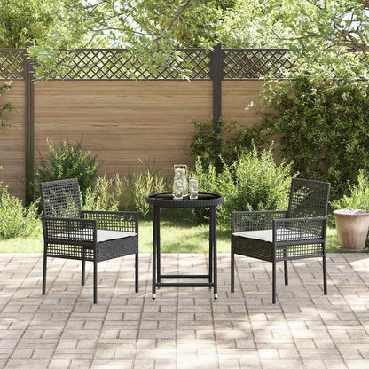 Garten Bistro Set 3 pcs Schwarz Poly Rattan