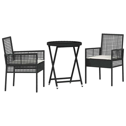 Garten Bistro Set 3 pcs Schwarz Poly Rattan