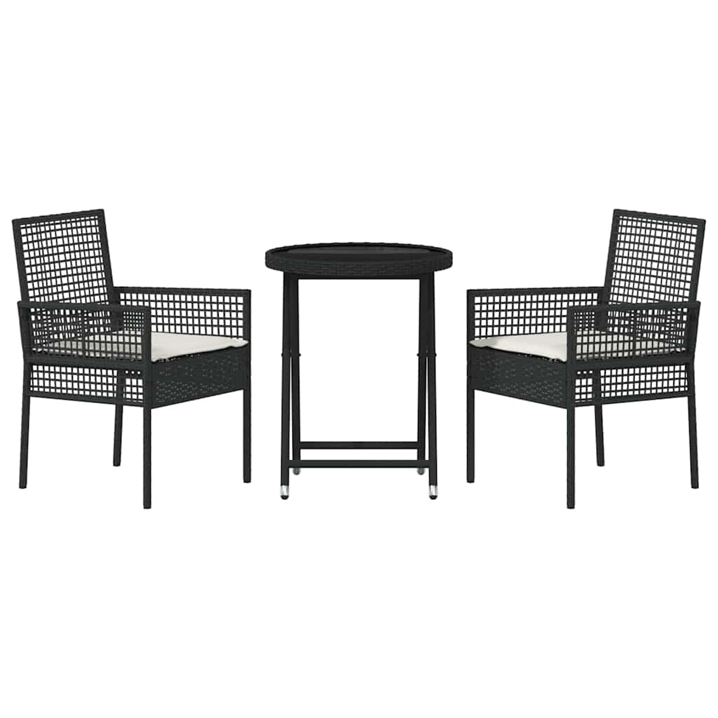 Garten Bistro Set 3 pcs Schwarz Poly Rattan