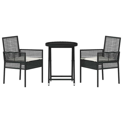 Garten Bistro Set 3 pcs Schwarz Poly Rattan