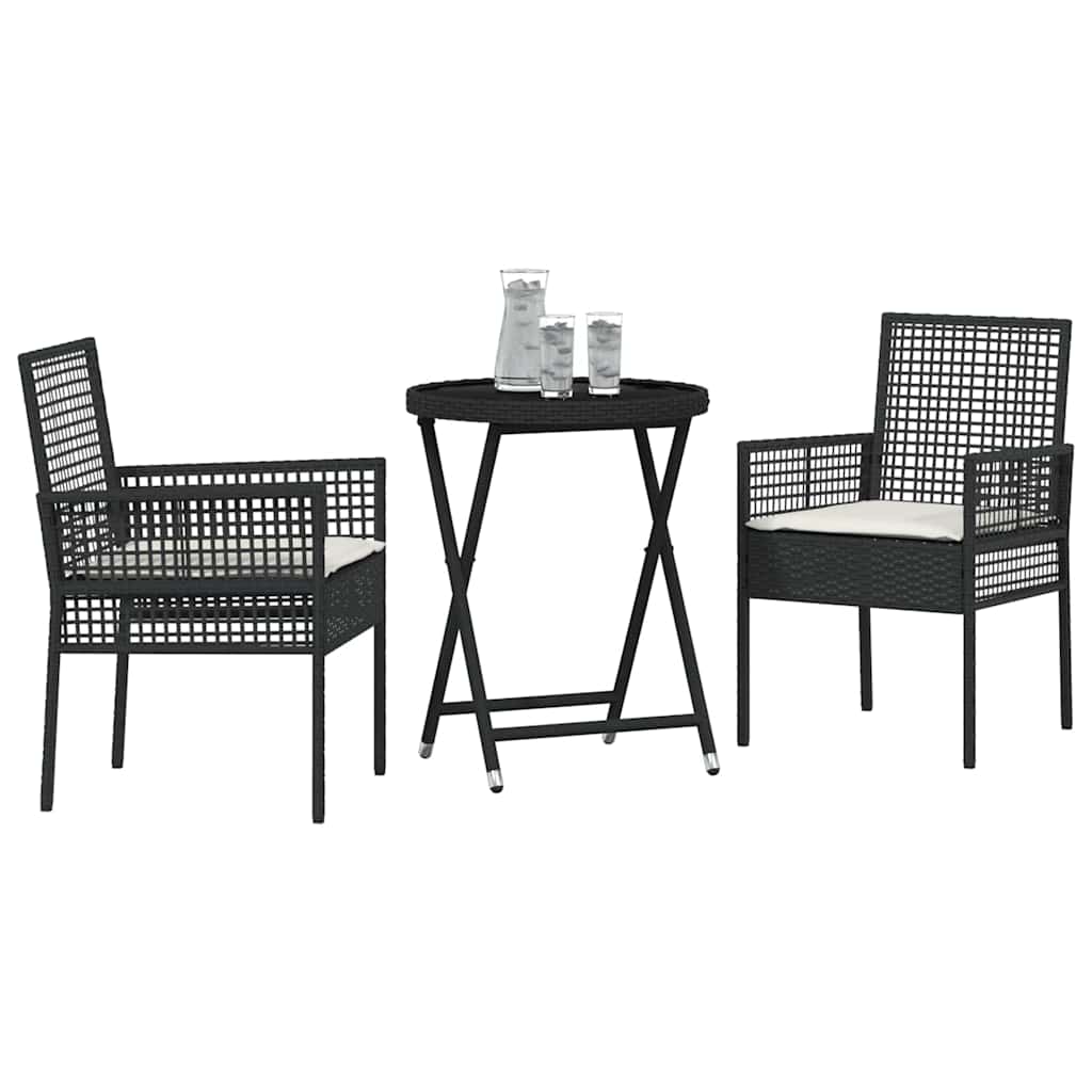Garten Bistro Set 3 pcs Schwarz Poly Rattan