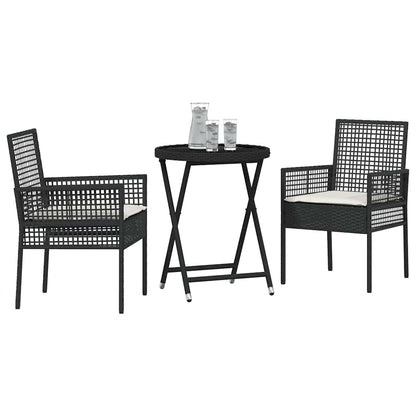 Garten Bistro Set 3 pcs Schwarz Poly Rattan