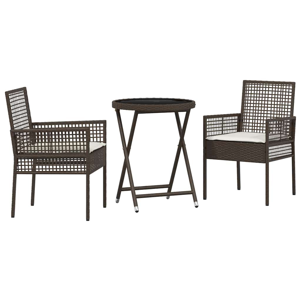 Garten Bistro Set 3 pcs Braun Poly Rattan