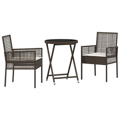Garten Bistro Set 3 pcs Braun Poly Rattan