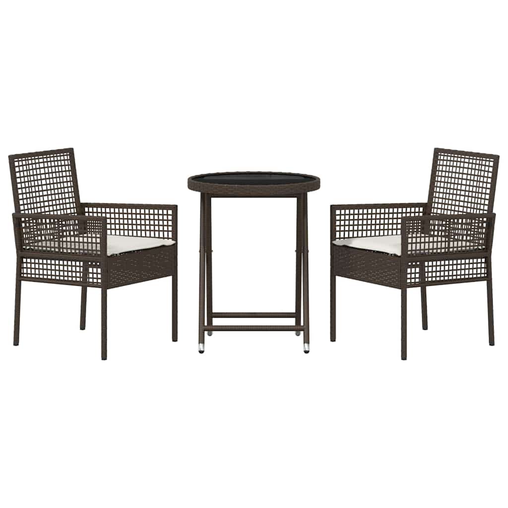 Garten Bistro Set 3 pcs Braun Poly Rattan