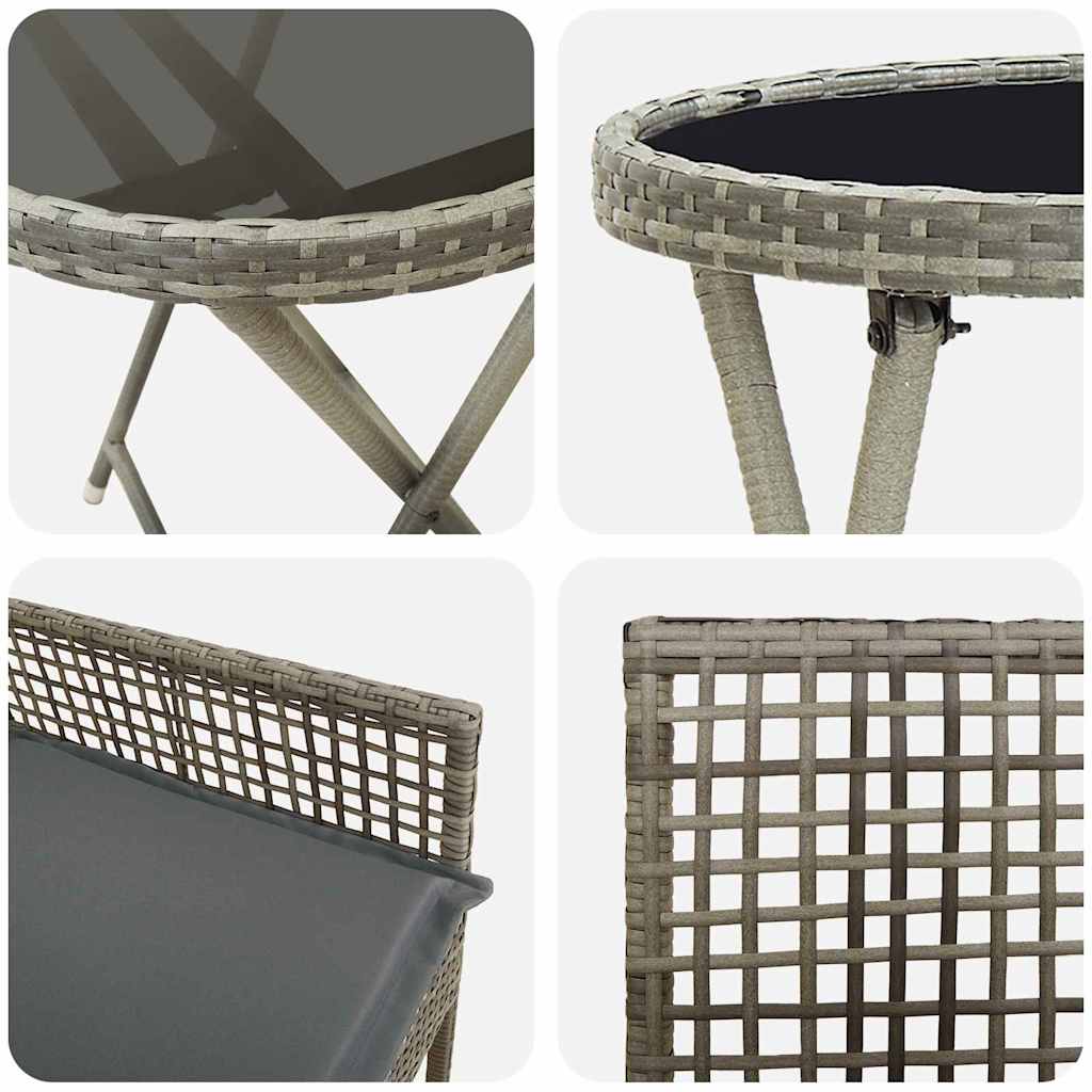 Garten Bistro Set 3 pcs Grau Poly Rattan