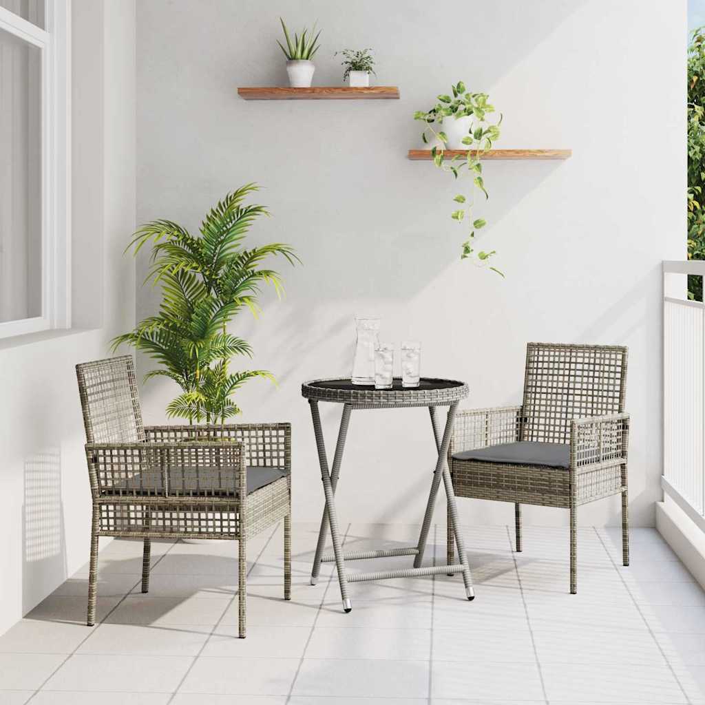 Garten Bistro Set 3 pcs Grau Poly Rattan