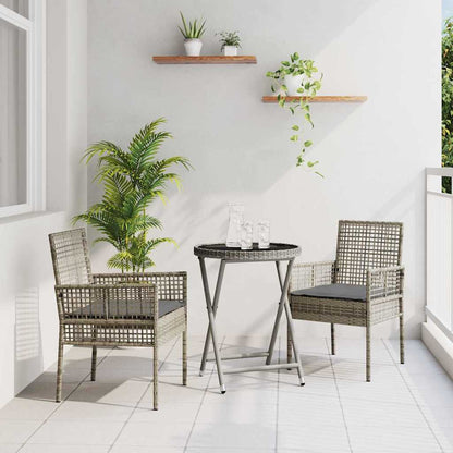 Garten Bistro Set 3 pcs Grau Poly Rattan