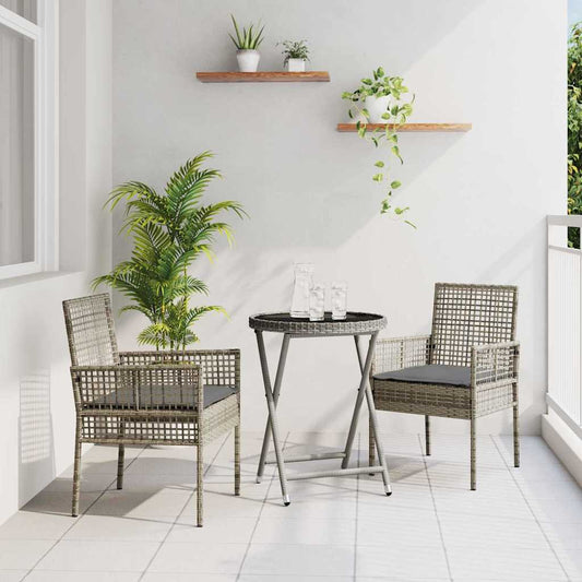 Garten Bistro Set 3 pcs Grau Poly Rattan