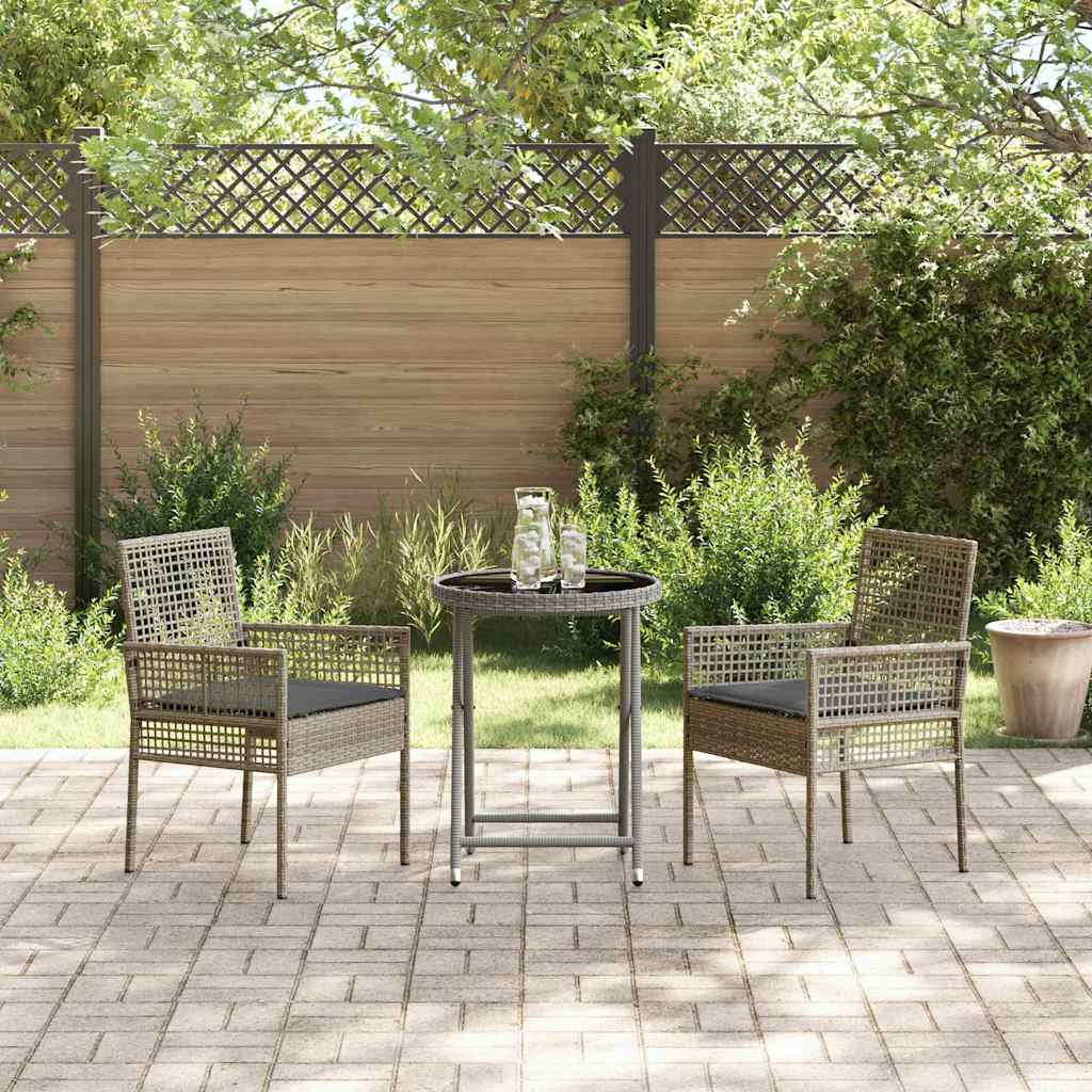 Garten Bistro Set 3 pcs Grau Poly Rattan