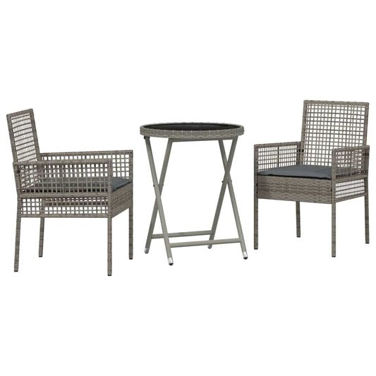 Garten Bistro Set 3 pcs Grau Poly Rattan
