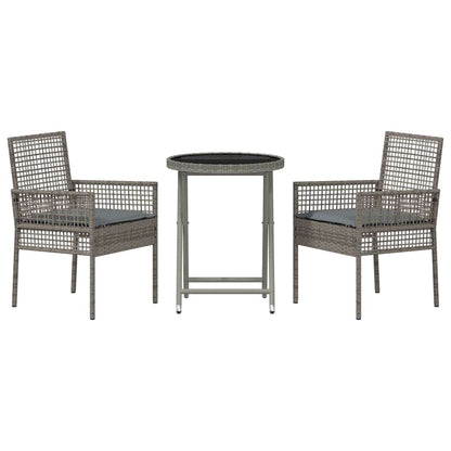 Garten Bistro Set 3 pcs Grau Poly Rattan