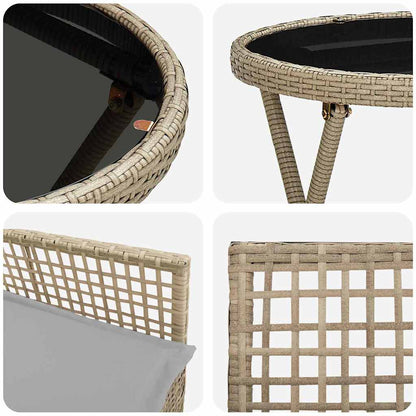 Garten Bistro Set 3 pcs Beige Poly Rattan