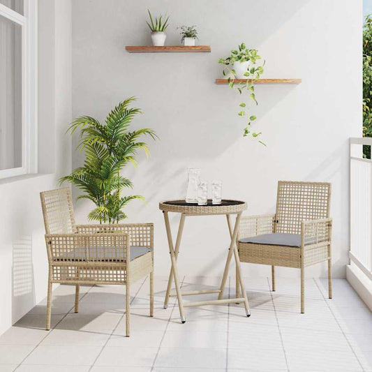 Garten Bistro Set 3 pcs Beige Poly Rattan
