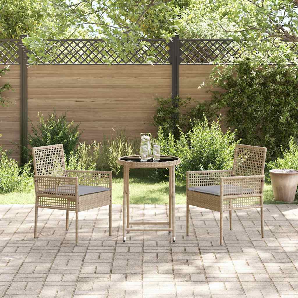 Garten Bistro Set 3 pcs Beige Poly Rattan
