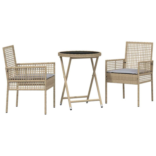 Garten Bistro Set 3 pcs Beige Poly Rattan