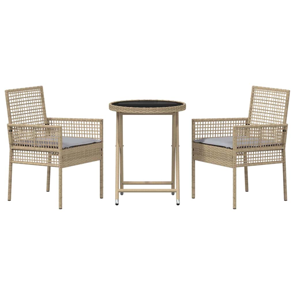 Garten Bistro Set 3 pcs Beige Poly Rattan