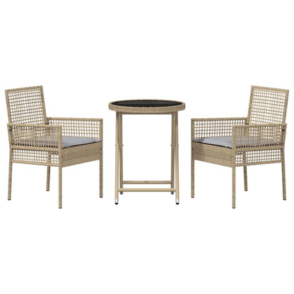 Garten Bistro Set 3 pcs Beige Poly Rattan
