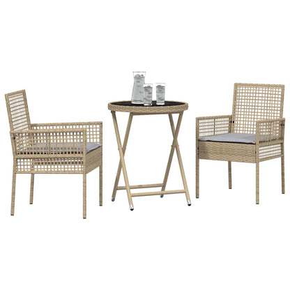 Garten Bistro Set 3 pcs Beige Poly Rattan