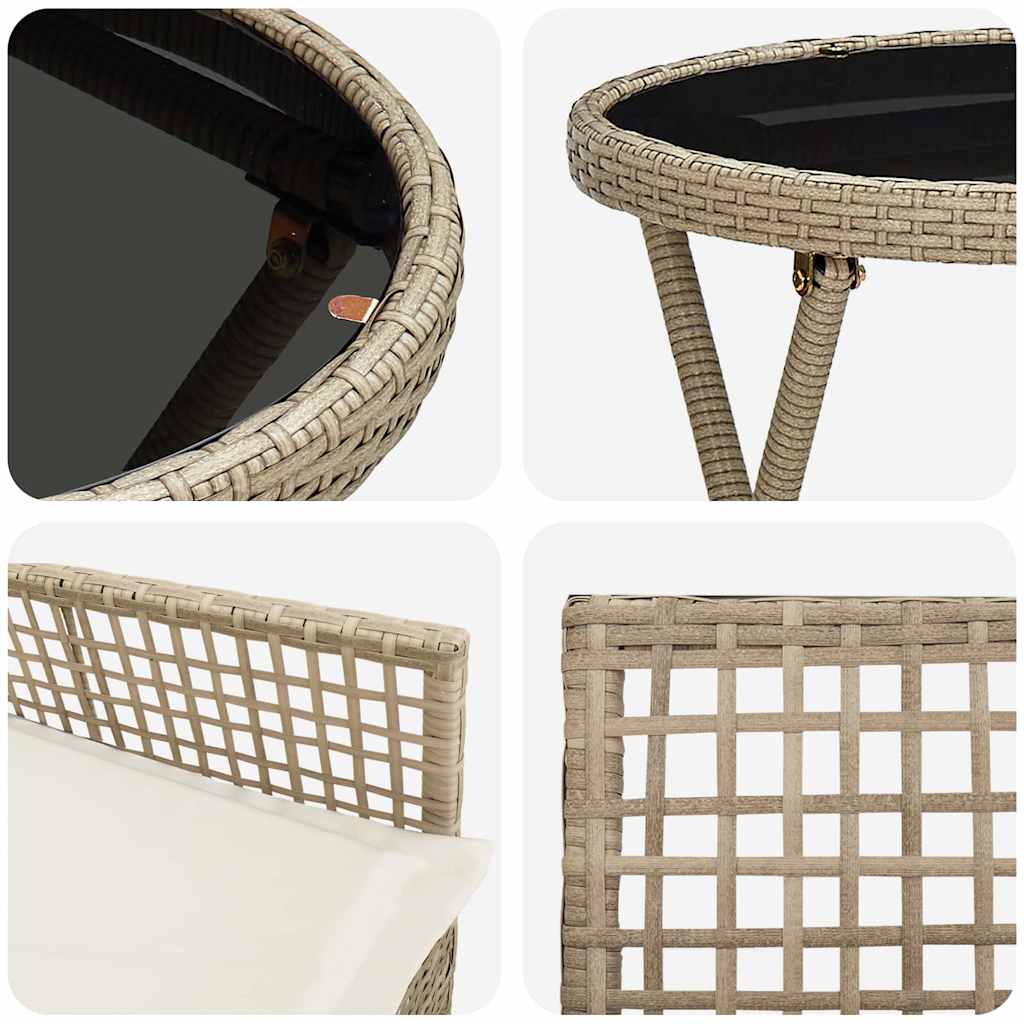 Garten Bistro Set 3 pcs Beige Poly Rattan