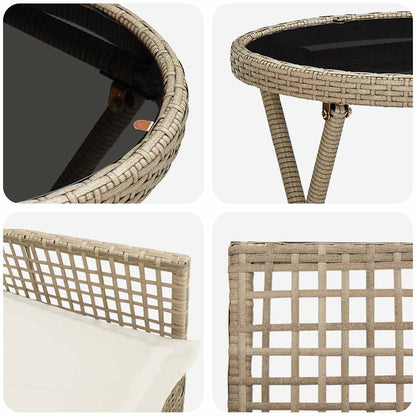 Garten Bistro Set 3 pcs Beige Poly Rattan