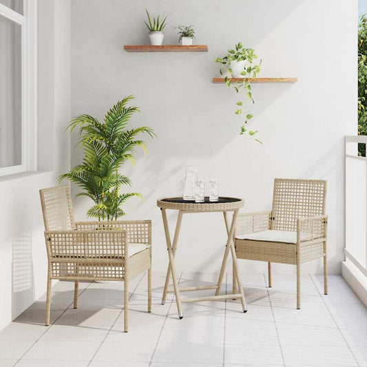 Garten Bistro Set 3 pcs Beige Poly Rattan