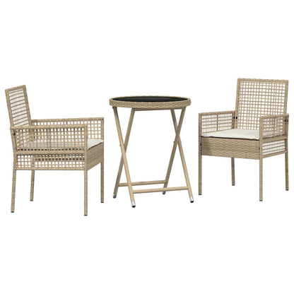 Garten Bistro Set 3 pcs Beige Poly Rattan