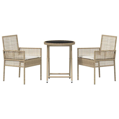 Garten Bistro Set 3 pcs Beige Poly Rattan