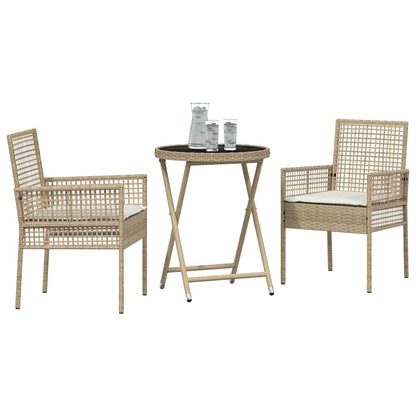 Garten Bistro Set 3 pcs Beige Poly Rattan