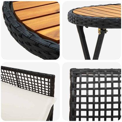 Garten Bistro Set 3 pcs Schwarz Poly Rattan