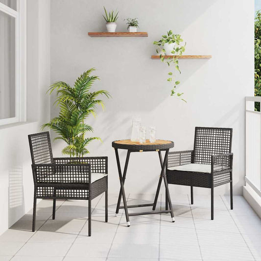 Garten Bistro Set 3 pcs Schwarz Poly Rattan