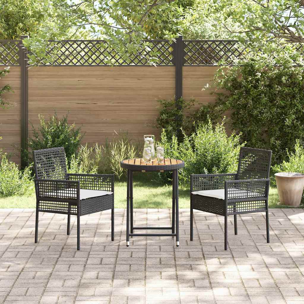 Garten Bistro Set 3 pcs Schwarz Poly Rattan
