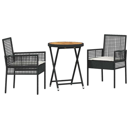 Garten Bistro Set 3 pcs Schwarz Poly Rattan
