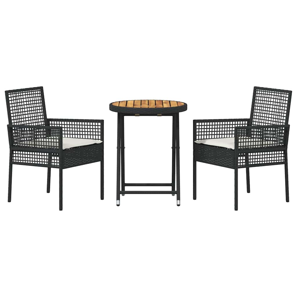 Garten Bistro Set 3 pcs Schwarz Poly Rattan