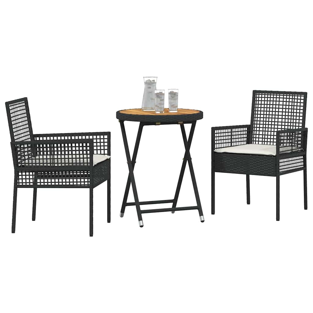 Garten Bistro Set 3 pcs Schwarz Poly Rattan