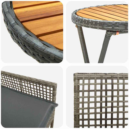 Garten Bistro Set 3 pcs Grau Poly Rattan