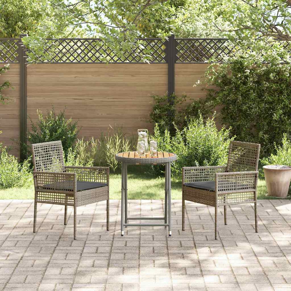 Garten Bistro Set 3 pcs Grau Poly Rattan