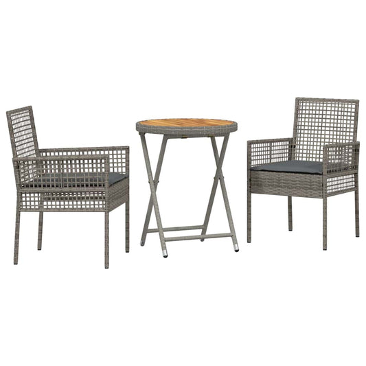 Garten Bistro Set 3 pcs Grau Poly Rattan
