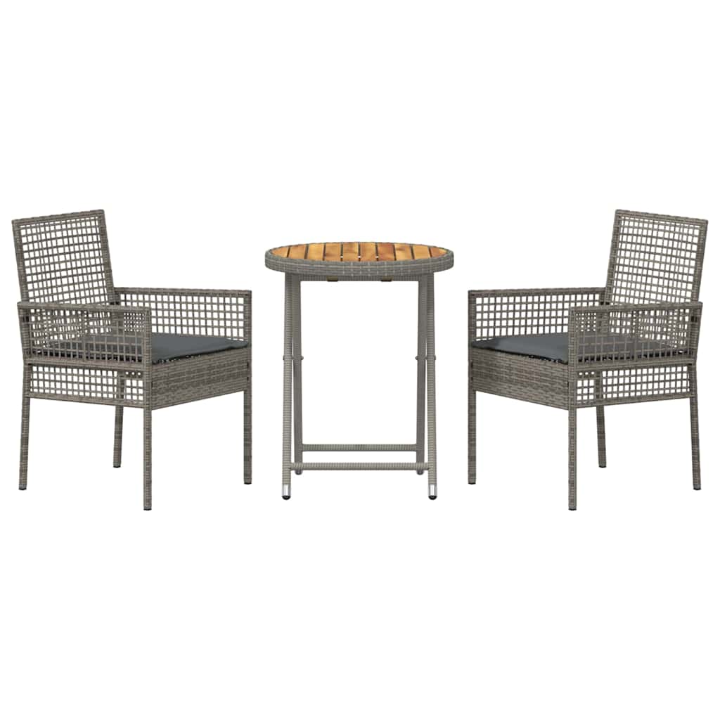 Garten Bistro Set 3 pcs Grau Poly Rattan