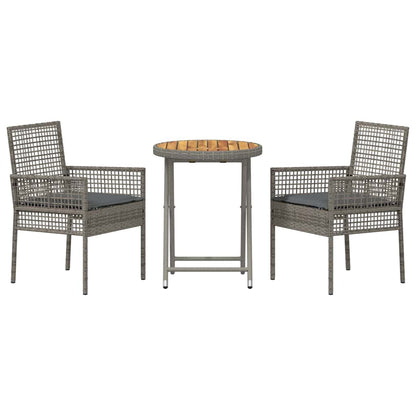 Garten Bistro Set 3 pcs Grau Poly Rattan