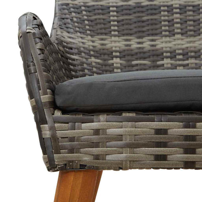 Gartenstuhl mit Kissen 2 pcs Grau 55 x 62,5 x 82 cm Poly-Rattan