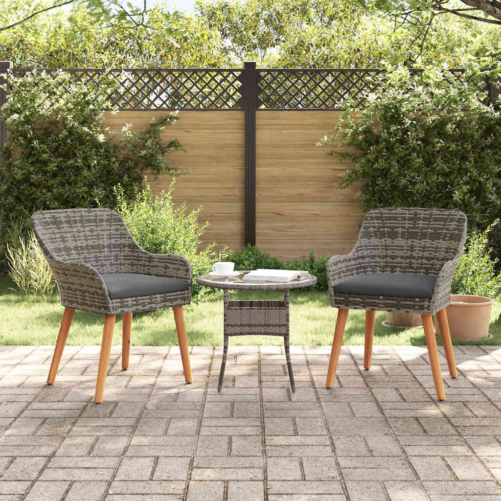 Gartenstuhl mit Kissen 2 pcs Grau 55 x 62,5 x 82 cm Poly-Rattan