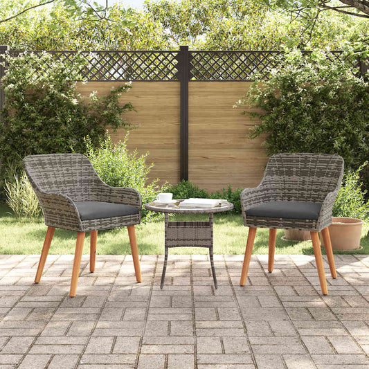 Gartenstuhl mit Kissen 2 pcs Grau 55 x 62,5 x 82 cm Poly-Rattan