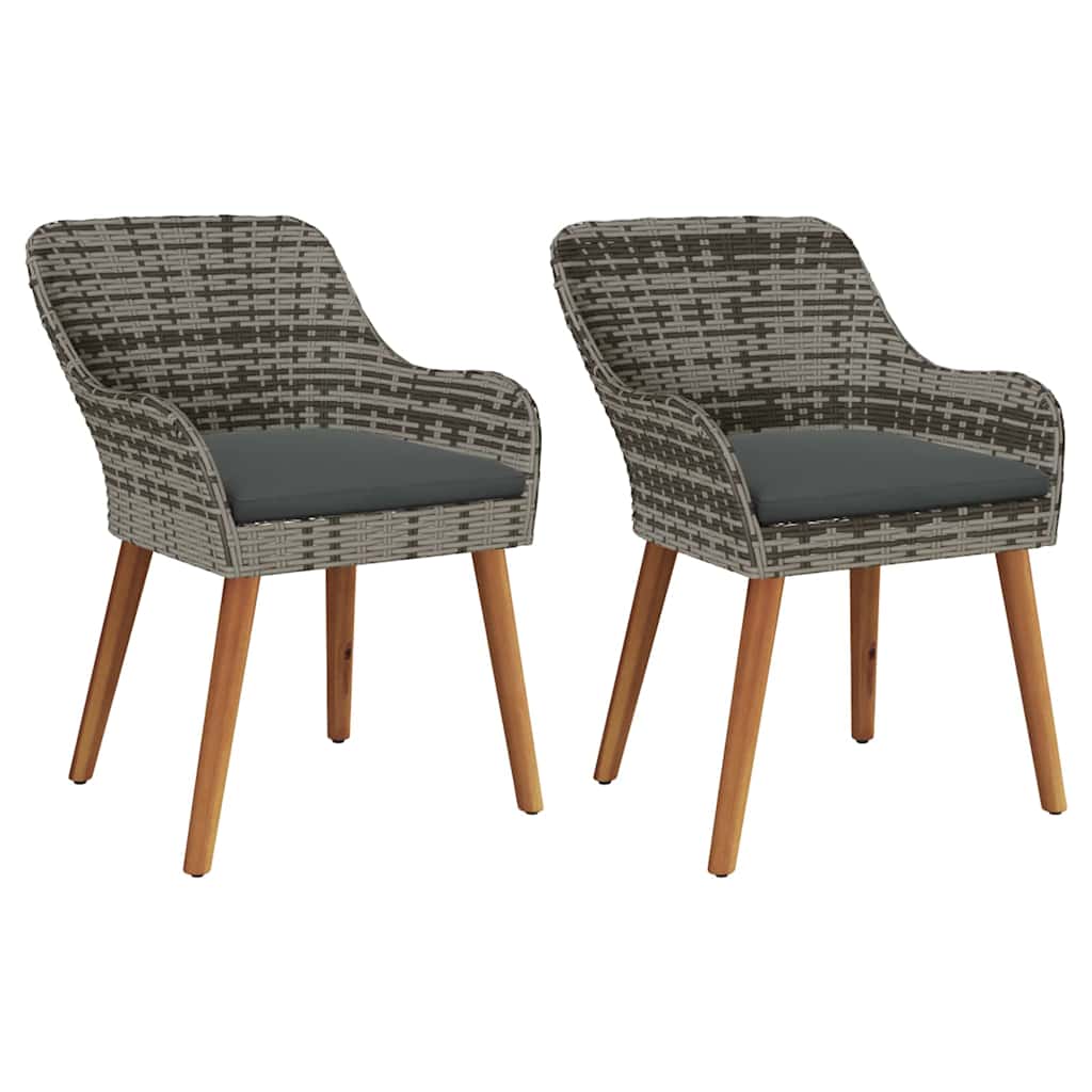 Gartenstuhl mit Kissen 2 pcs Grau 55 x 62,5 x 82 cm Poly-Rattan