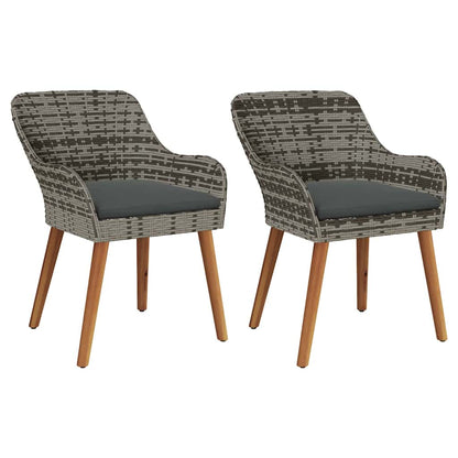Gartenstuhl mit Kissen 2 pcs Grau 55 x 62,5 x 82 cm Poly-Rattan
