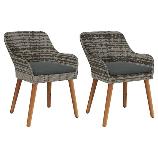 Gartenstuhl mit Kissen 2 pcs Grau 55 x 62,5 x 82 cm Poly-Rattan